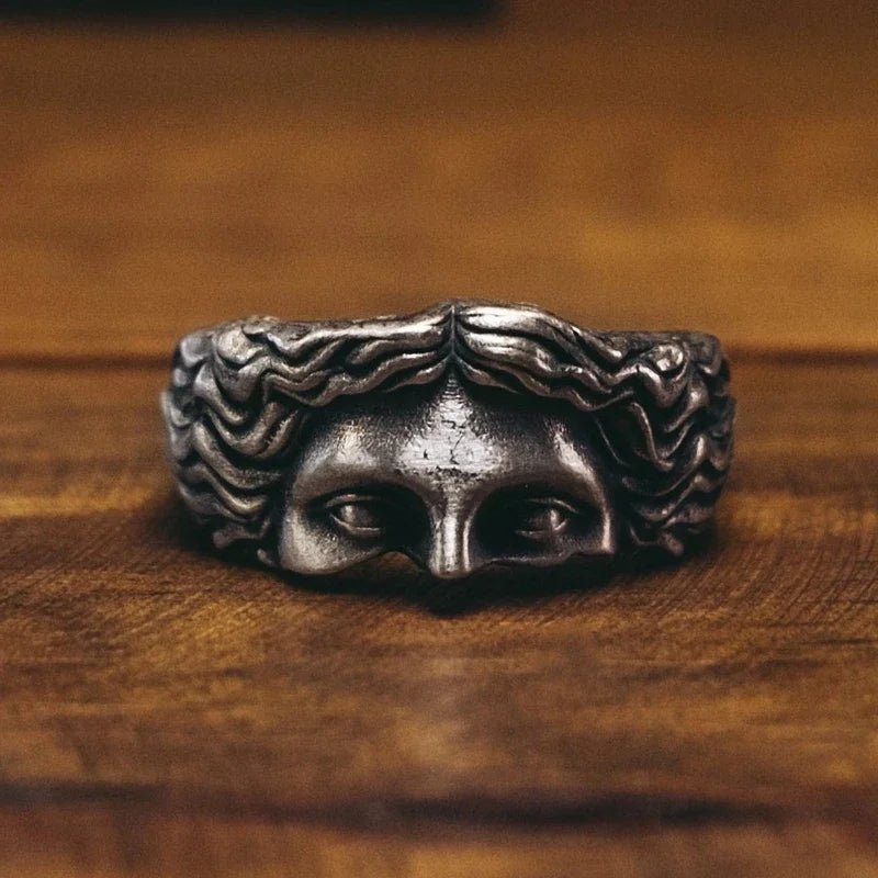 Calder Adjustable Ring in Hand-Carved Surgical-Grade Stainless Steel with Aged Finish - The Southern AtelierSKU_1791062540406_834
