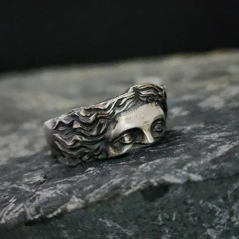 Calder Adjustable Ring in Hand-Carved Surgical-Grade Stainless Steel with Aged Finish - The Southern AtelierSKU_1791062540406_834