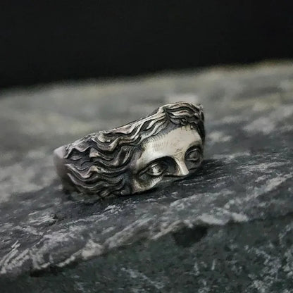 Calder Adjustable Ring in Hand-Carved Surgical-Grade Stainless Steel with Aged Finish - The Southern AtelierSKU_1791062540406_834