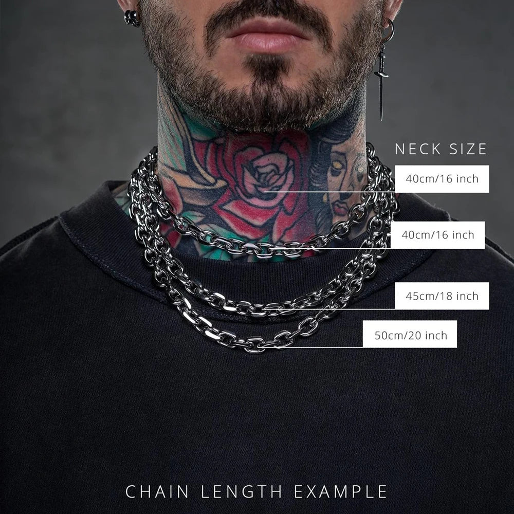 Calder Chain Necklace in Non-Tarnishing Stainless Steel with Heavyweight 8mm Beveled Links for Everyday Wear - The Southern AtelierSKU_1791064634922_742