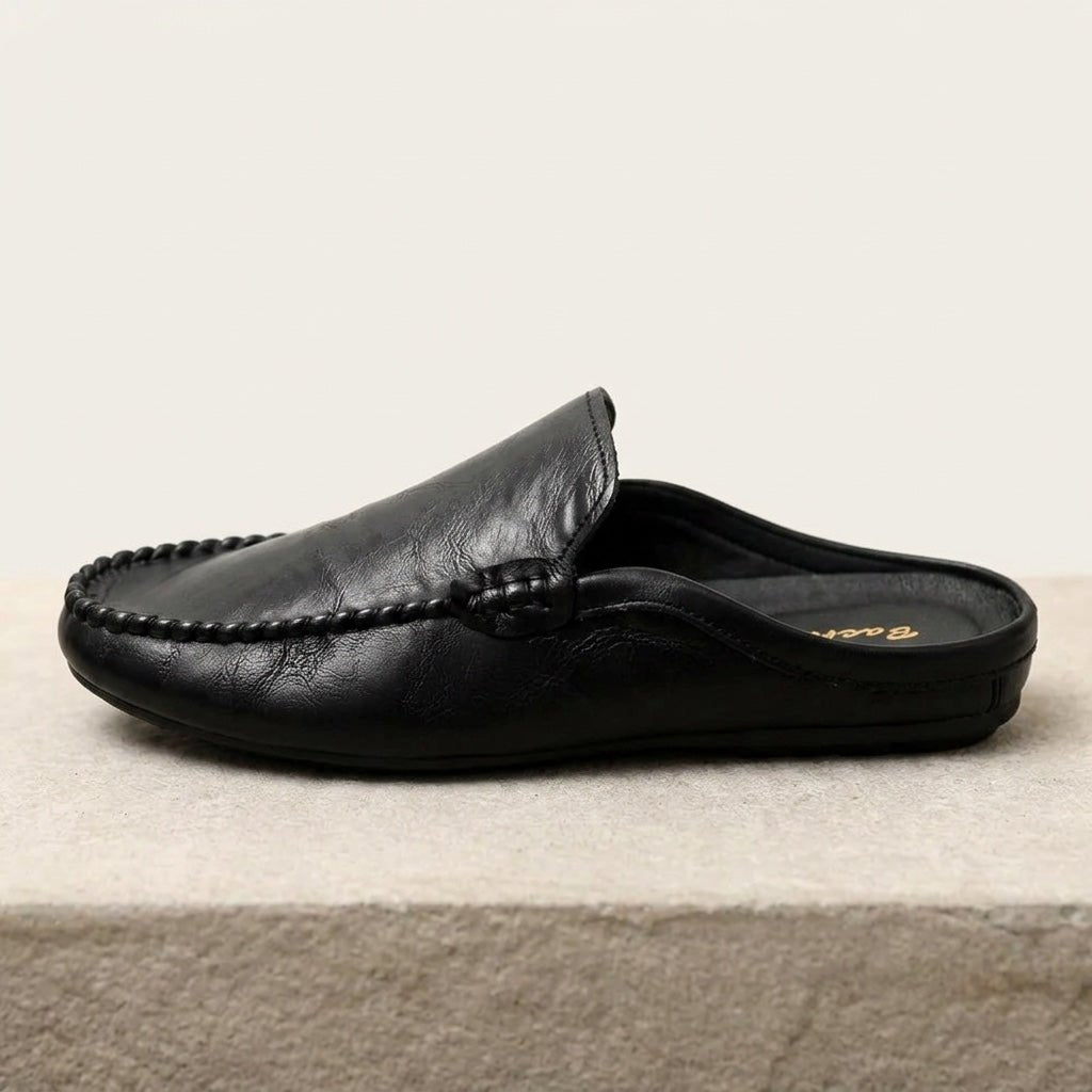 Calder Grained Leather Mules with Hand-Stitched Moc Toe and Open Back for Warm-Weather Comfort - The Southern AtelierSKU_1791063722994_47