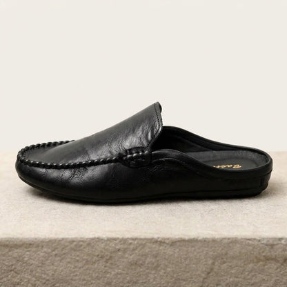 Calder Grained Leather Mules with Hand-Stitched Moc Toe and Open Back for Warm-Weather Comfort - The Southern AtelierSKU_1791063722994_47