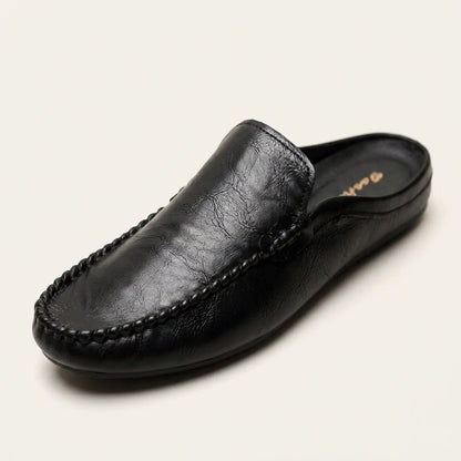 Calder Grained Leather Mules with Hand-Stitched Moc Toe and Open Back for Warm-Weather Comfort - The Southern AtelierSKU_1791063722994_47