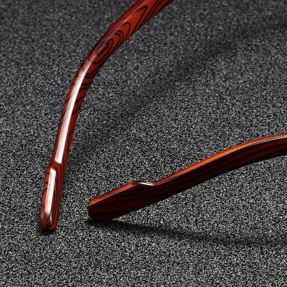 Calder Metal Square Sunglasses with Wood-Finish Arms and Glare-Reducing UV Gradient Lenses for All-Day Comfort - The Southern AtelierSKU_1791063672417_767
