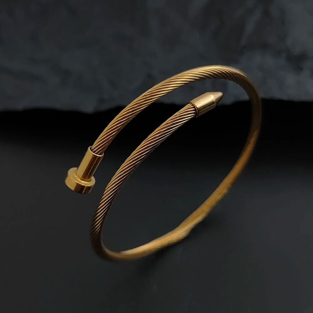 Calder Nail-Inspired Bracelet in Polished Stainless Steel with Adjustable, Non-Tarnish Finish - The Southern AtelierSKU_1791063860979_160