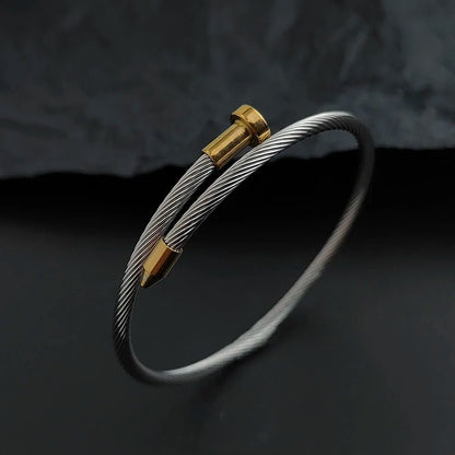 Calder Nail-Inspired Bracelet in Polished Stainless Steel with Adjustable, Non-Tarnish Finish - The Southern AtelierSKU_1791063860979_163