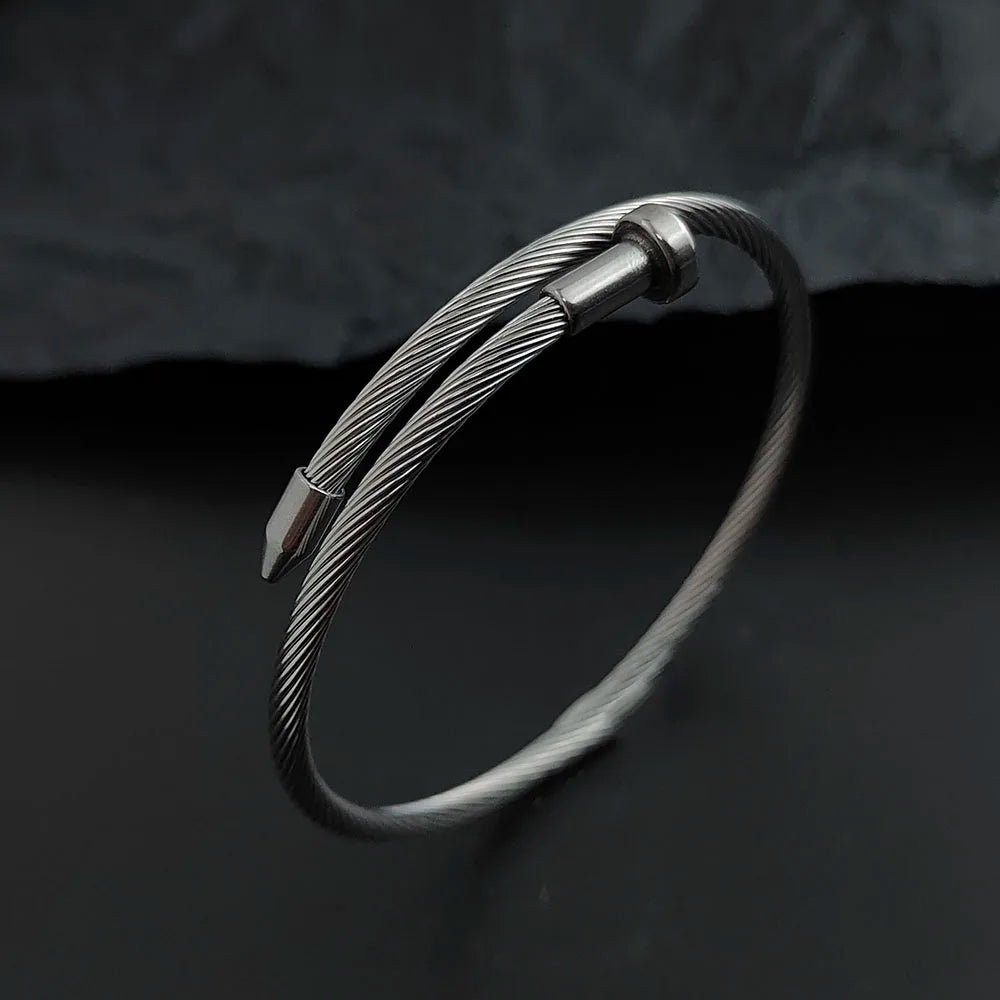 Calder Nail-Inspired Bracelet in Polished Stainless Steel with Adjustable, Non-Tarnish Finish - The Southern AtelierSKU_1791063860979_489