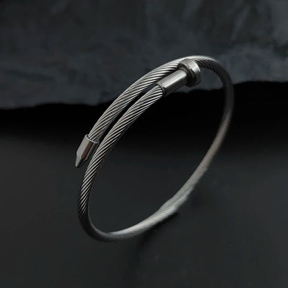 Calder Nail-Inspired Bracelet in Polished Stainless Steel with Adjustable, Non-Tarnish Finish - The Southern AtelierSKU_1791063860979_489