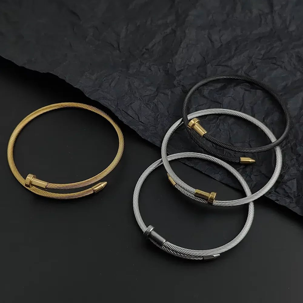 Calder Nail-Inspired Bracelet in Polished Stainless Steel with Adjustable, Non-Tarnish Finish - The Southern AtelierSKU_1791063860979_867