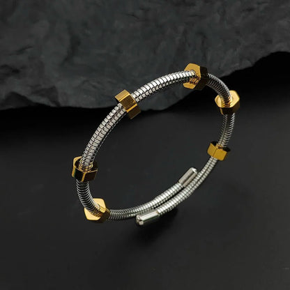 Calder Screw-Motif Bracelet in Non-Tarnish Stainless Steel with Adjustable Fit - The Southern AtelierSKU_1791062435541_440