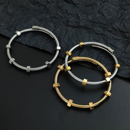Calder Screw-Motif Bracelet in Non-Tarnish Stainless Steel with Adjustable Fit - The Southern AtelierSKU_1791062435541_440
