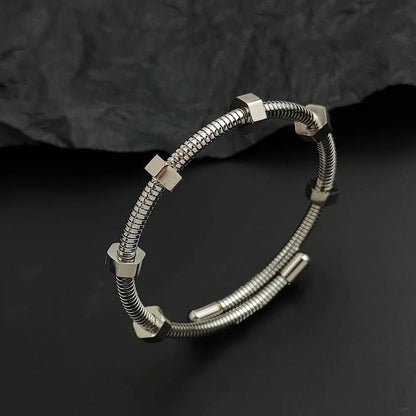 Calder Screw-Motif Bracelet in Non-Tarnish Stainless Steel with Adjustable Fit - The Southern AtelierSKU_1791062435541_525