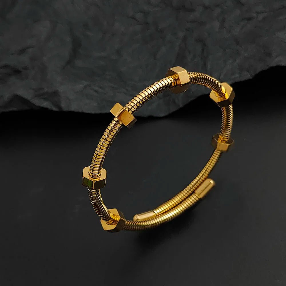 Calder Screw-Motif Bracelet in Non-Tarnish Stainless Steel with Adjustable Fit - The Southern AtelierSKU_1791062435541_699