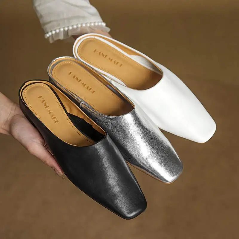 Calla Genuine Leather Slip-On Mules with Square Toe and Low Block Heel for All-Day Comfort - The Southern AtelierSKU_1791062691750_750