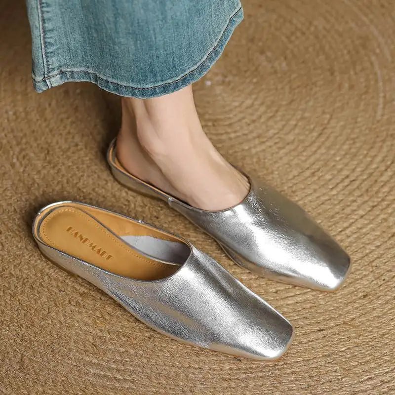 Calla Genuine Leather Slip-On Mules with Square Toe and Low Block Heel for All-Day Comfort - The Southern AtelierSKU_1791062691750_785