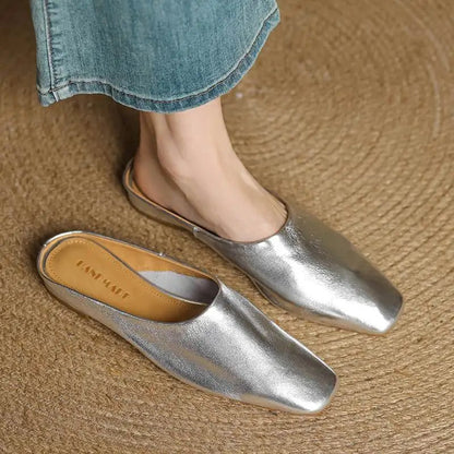 Calla Genuine Leather Slip-On Mules with Square Toe and Low Block Heel for All-Day Comfort - The Southern AtelierSKU_1791062691750_785