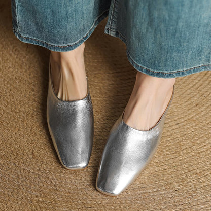 Calla Genuine Leather Slip-On Mules with Square Toe and Low Block Heel for All-Day Comfort - The Southern AtelierSKU_1791062691750_785