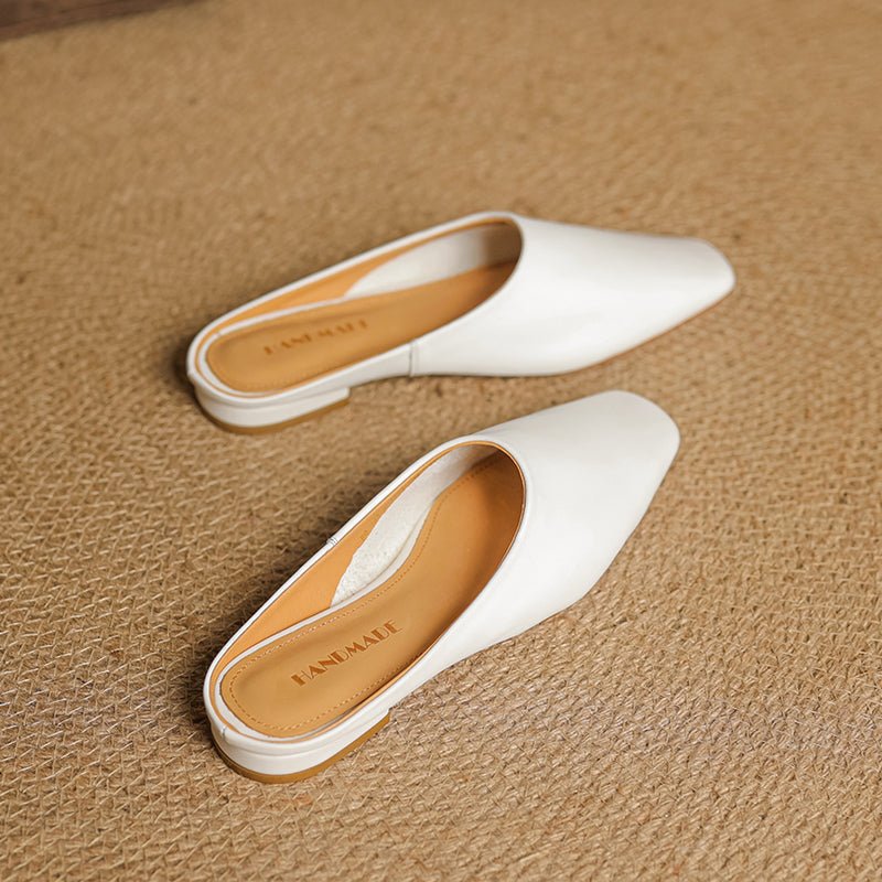 Calla Genuine Leather Slip-On Mules with Square Toe and Low Block Heel for All-Day Comfort - The Southern AtelierSKU_1791062691750_976