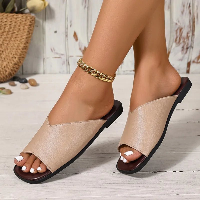 Calla Vegan Leather Open-Toe Flats with Cushioned Footbed for All-Day Wear - The Southern AtelierSKU_1791062388801_515