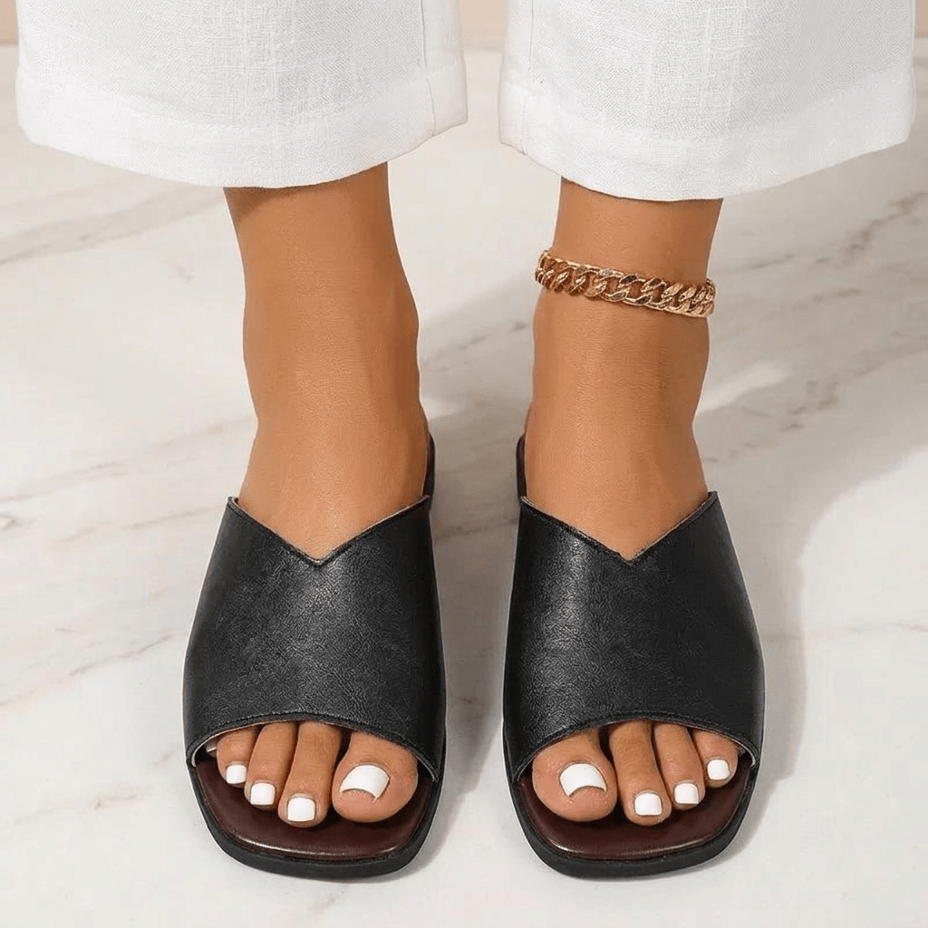 Calla Vegan Leather Open-Toe Flats with Cushioned Footbed for All-Day Wear - The Southern AtelierSKU_1791062388801_772