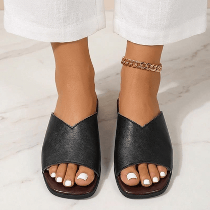 Calla Vegan Leather Open-Toe Flats with Cushioned Footbed for All-Day Wear - The Southern AtelierSKU_1791062388801_772