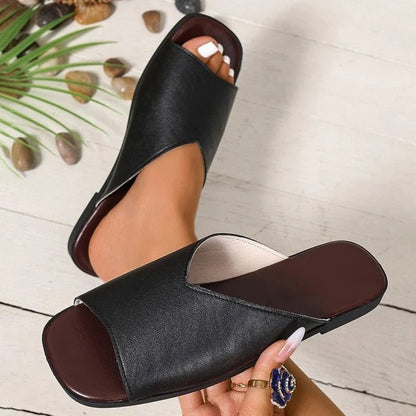 Calla Vegan Leather Open-Toe Flats with Cushioned Footbed for All-Day Wear - The Southern AtelierSKU_1791062388801_772