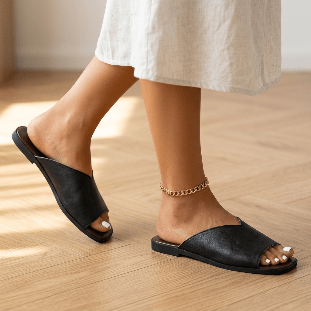 Calla Vegan Leather Open-Toe Flats with Cushioned Footbed for All-Day Wear - The Southern AtelierSKU_1791062388801_772