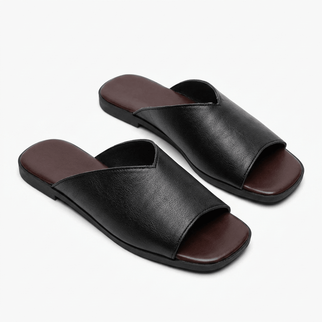 Calla Vegan Leather Open-Toe Flats with Cushioned Footbed for All-Day Wear - The Southern AtelierSKU_1791062388801_772