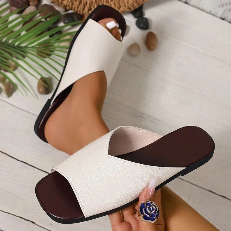 Calla Vegan Leather Open-Toe Flats with Cushioned Footbed for All-Day Wear - The Southern AtelierSKU_1791062388802_896