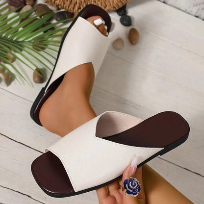 Calla Vegan Leather Open-Toe Flats with Cushioned Footbed for All-Day Wear - The Southern AtelierSKU_1791062388802_896