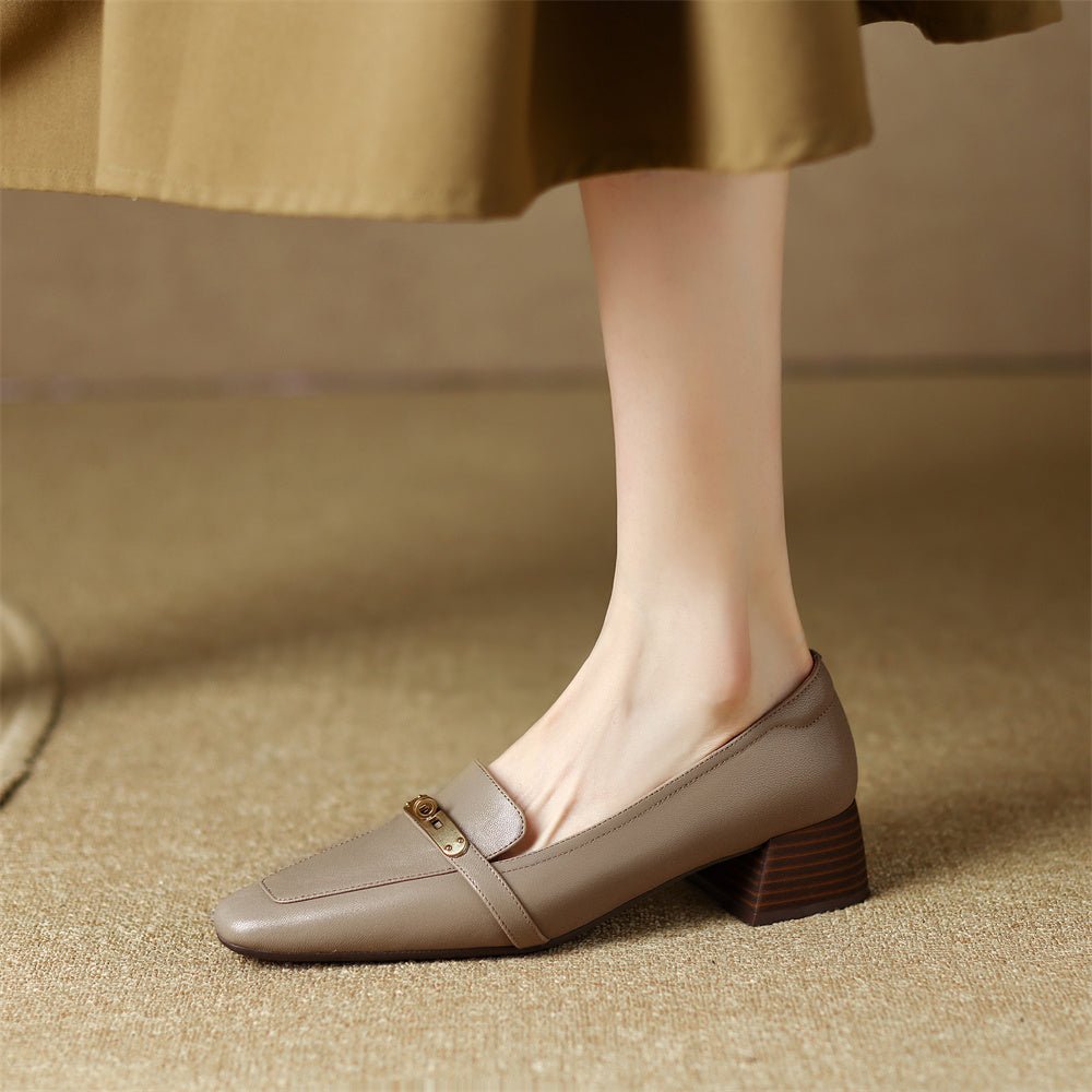 Elara Square-Toe Pumps in Full-Grain Leather with Cushioned Insole and 1-Inch Block Heel for All-Day Comfort - The Southern AtelierSKU_1791062959675_330