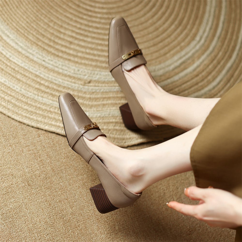 Elara Square-Toe Pumps in Full-Grain Leather with Cushioned Insole and 1-Inch Block Heel for All-Day Comfort - The Southern AtelierSKU_1791062959675_330