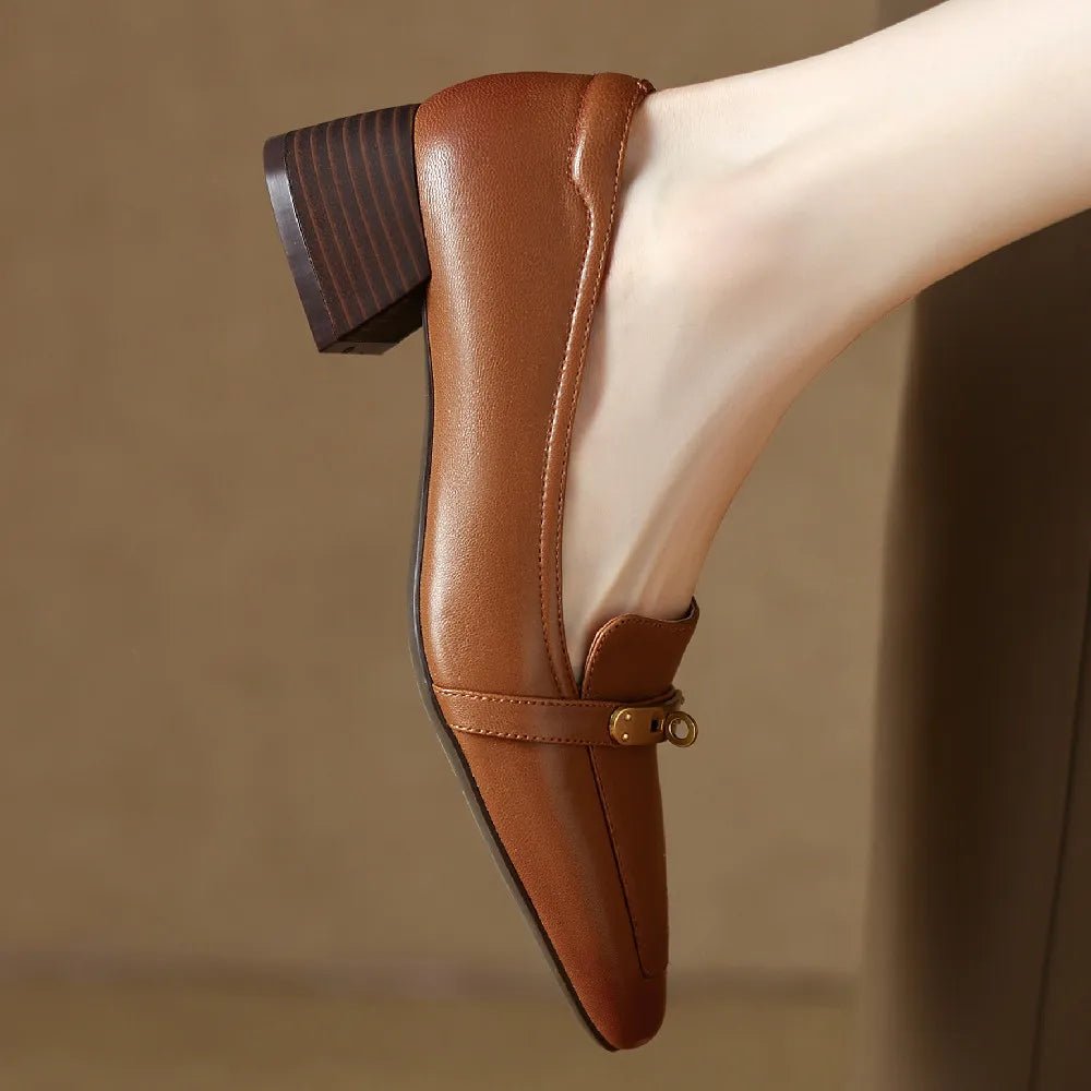 Elara Square-Toe Pumps in Full-Grain Leather with Cushioned Insole and 1-Inch Block Heel for All-Day Comfort - The Southern AtelierSKU_1791062959675_330