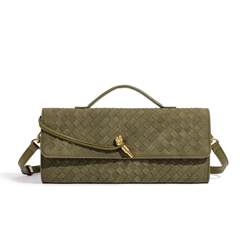 Elara Suede Mini Handbag with Woven Exterior and Adjustable Leather Strap for Organized Everyday Carry - The Southern AtelierSKU_1791062728781_213
