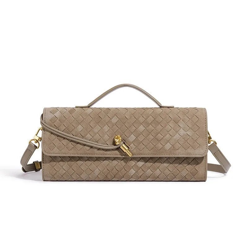 Elara Suede Mini Handbag with Woven Exterior and Adjustable Leather Strap for Organized Everyday Carry - The Southern AtelierSKU_1791062728781_244
