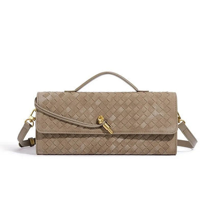 Elara Suede Mini Handbag with Woven Exterior and Adjustable Leather Strap for Organized Everyday Carry - The Southern AtelierSKU_1791062728781_244