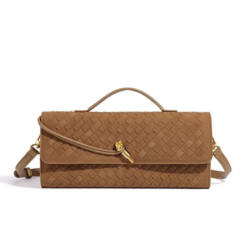 Elara Suede Mini Handbag with Woven Exterior and Adjustable Leather Strap for Organized Everyday Carry - The Southern AtelierSKU_1791062728781_569