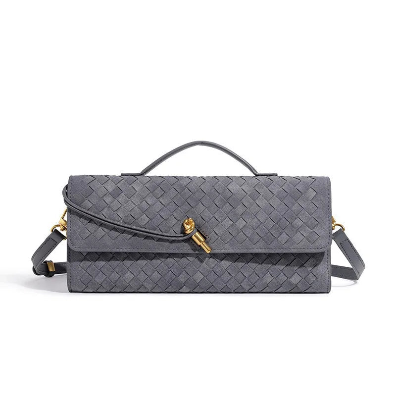 Elara Suede Mini Handbag with Woven Exterior and Adjustable Leather Strap for Organized Everyday Carry - The Southern AtelierSKU_1791062728781_742