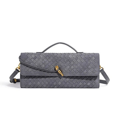 Elara Suede Mini Handbag with Woven Exterior and Adjustable Leather Strap for Organized Everyday Carry - The Southern AtelierSKU_1791062728781_742