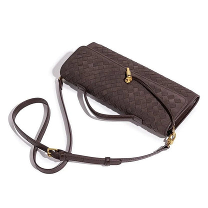 Elara Suede Mini Handbag with Woven Exterior and Adjustable Leather Strap for Organized Everyday Carry - The Southern AtelierSKU_1791062728781_942