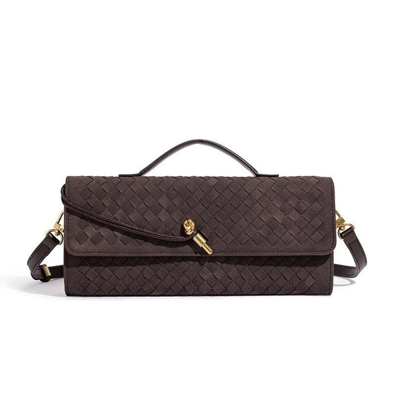 Elara Suede Mini Handbag with Woven Exterior and Adjustable Leather Strap for Organized Everyday Carry - The Southern AtelierSKU_1791062728781_942