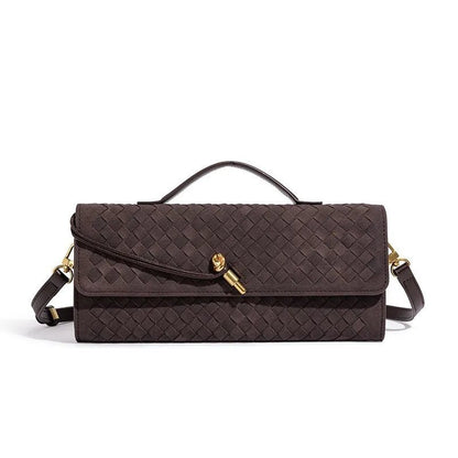 Elara Suede Mini Handbag with Woven Exterior and Adjustable Leather Strap for Organized Everyday Carry - The Southern AtelierSKU_1791062728781_942