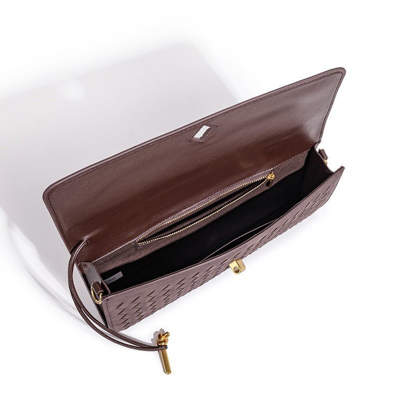 Elara Suede Mini Handbag with Woven Exterior and Adjustable Leather Strap for Organized Everyday Carry - The Southern AtelierSKU_1791062728781_942