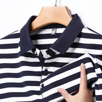 Ellisford Striped Cotton Polo in Classic Fit with Buttoned Collar for All‑Day Comfort - The Southern AtelierSKU_1791063332202_456