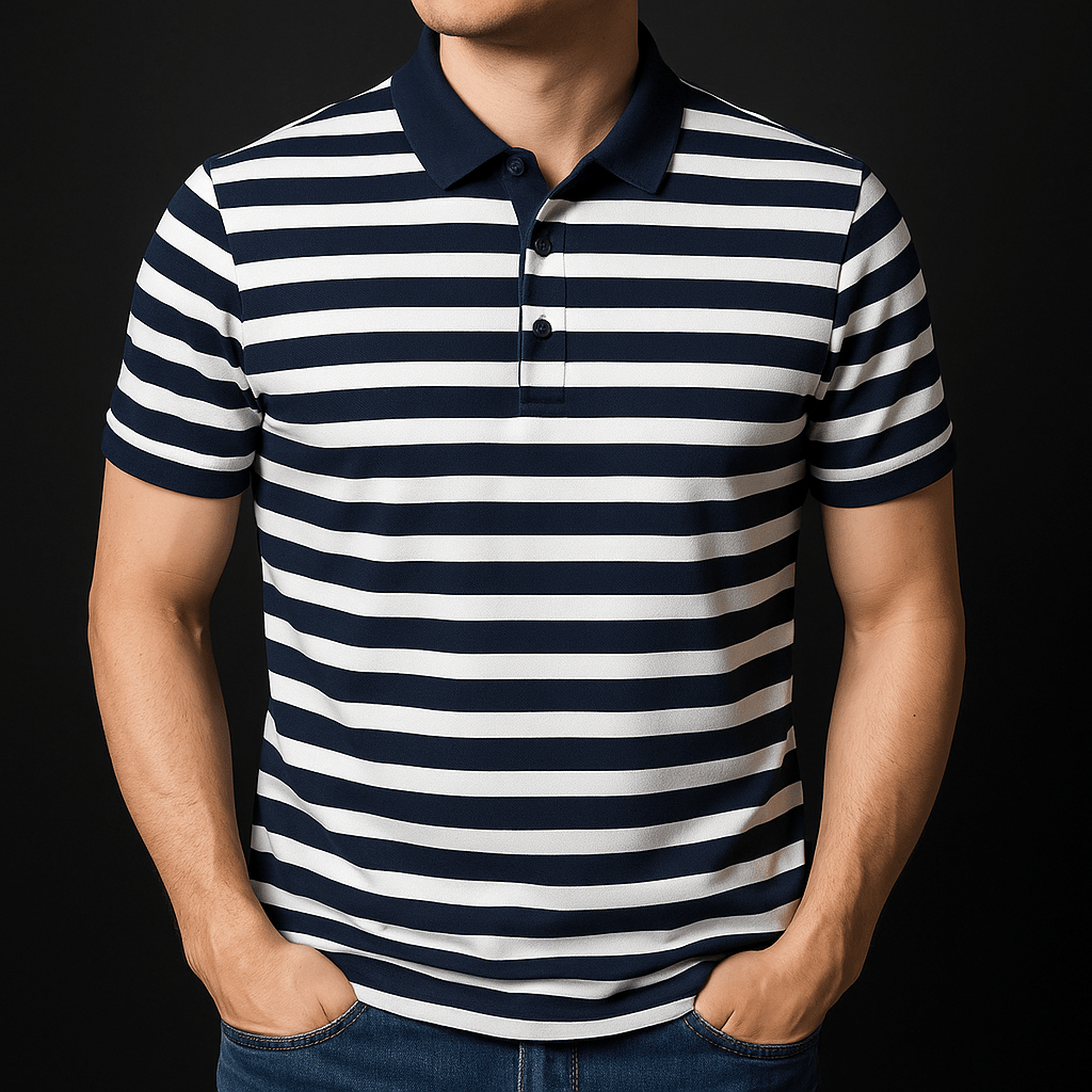 Ellisford Striped Cotton Polo in Classic Fit with Buttoned Collar for All‑Day Comfort - The Southern AtelierSKU_1791063332202_456