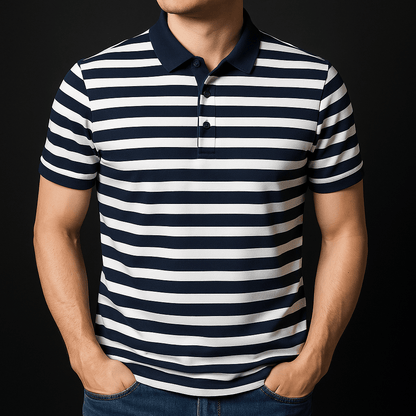 Ellisford Striped Cotton Polo in Classic Fit with Buttoned Collar for All‑Day Comfort - The Southern AtelierSKU_1791063332202_456