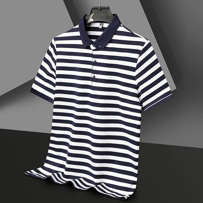Ellisford Striped Cotton Polo in Classic Fit with Buttoned Collar for All‑Day Comfort - The Southern AtelierSKU_1791063332202_456