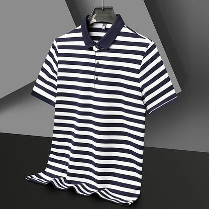 Ellisford Striped Cotton Polo in Classic Fit with Buttoned Collar for All‑Day Comfort - The Southern AtelierSKU_1791063332202_456