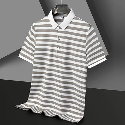 Ellisford Striped Cotton Polo in Classic Fit with Buttoned Collar for All‑Day Comfort - The Southern AtelierSKU_1791063332202_599