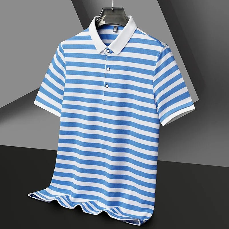 Ellisford Striped Cotton Polo in Classic Fit with Buttoned Collar for All‑Day Comfort - The Southern AtelierSKU_1791063332202_78